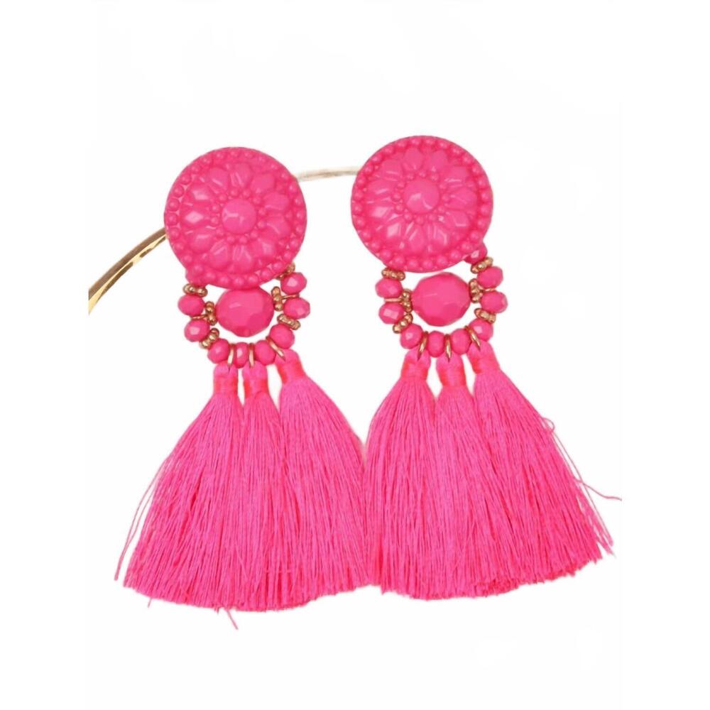NEW INSPIRED FASHION women's tassel drop earrings in pink